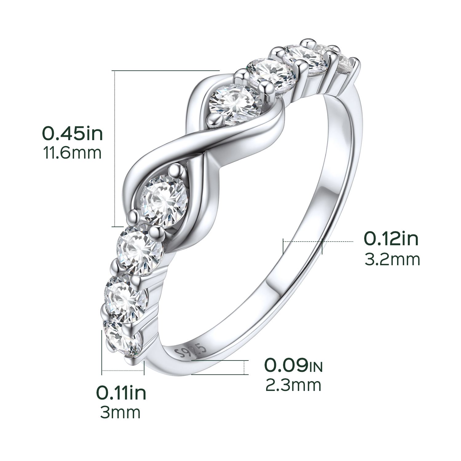 Simple Infinity Knot Promise Band Rings Details: Dimensions, Hypoallergenic, US size for 6~12