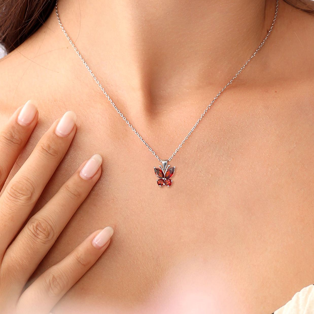 Cute Sparkle Cubic Zirconia Birthstone Butterfly Necklace for Women, Ladies,  girlfriend, wife