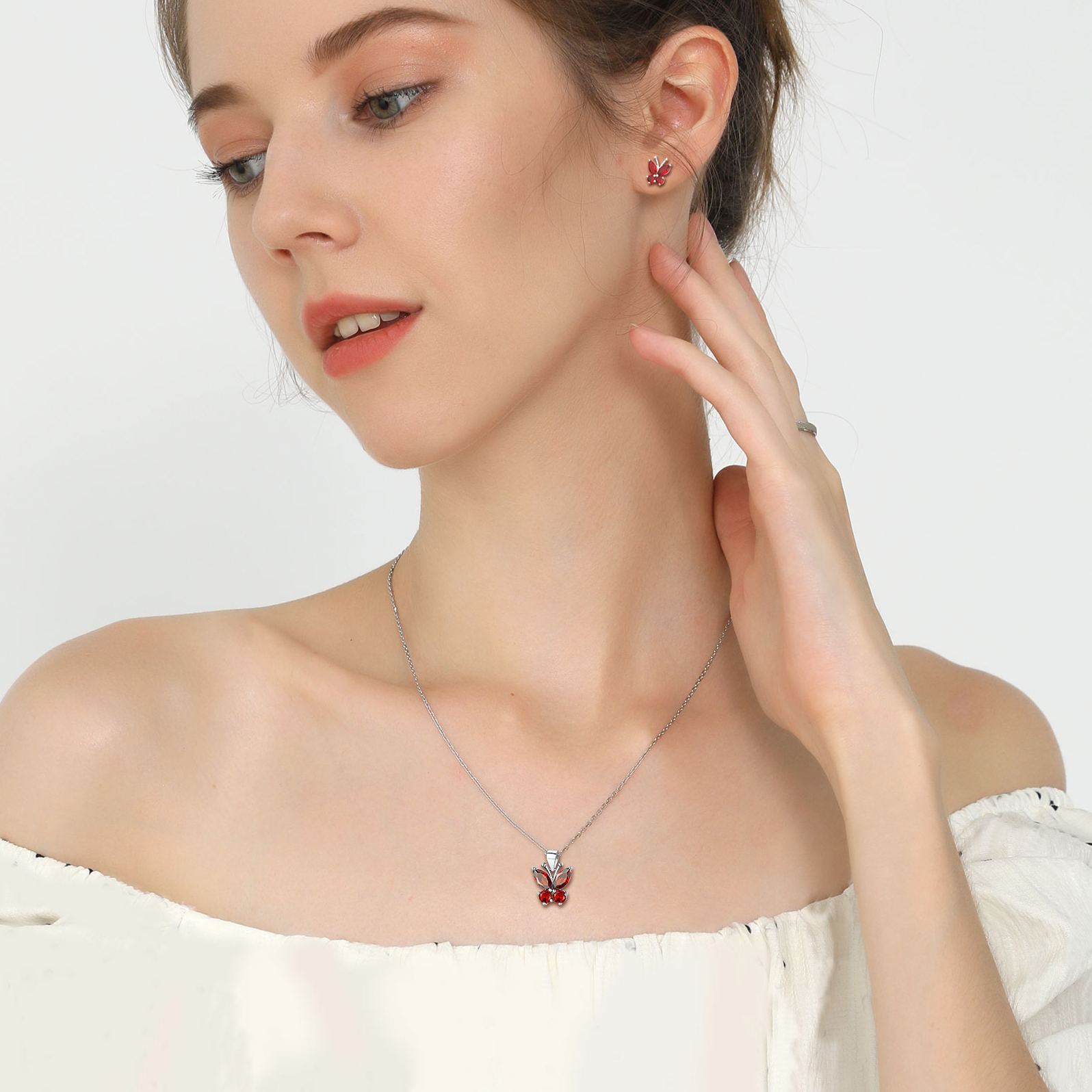 Cute Sparkle Cubic Zirconia Birthstone Butterfly Necklace for Women, Ladies,  girlfriend, wife