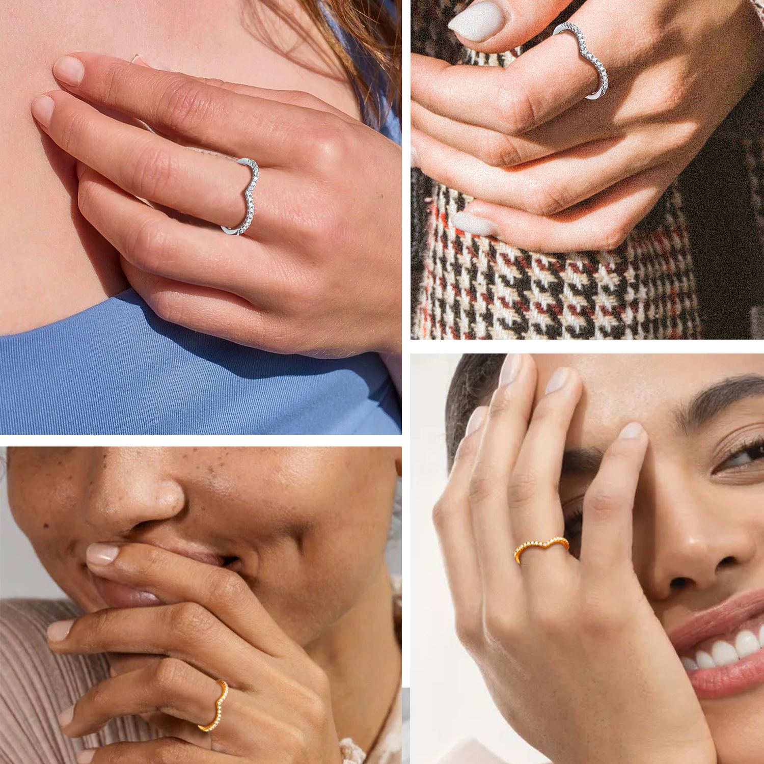 Cubic Zirconia Wishbone Ring for Women, Ladies, Couples, girlfriend, wife