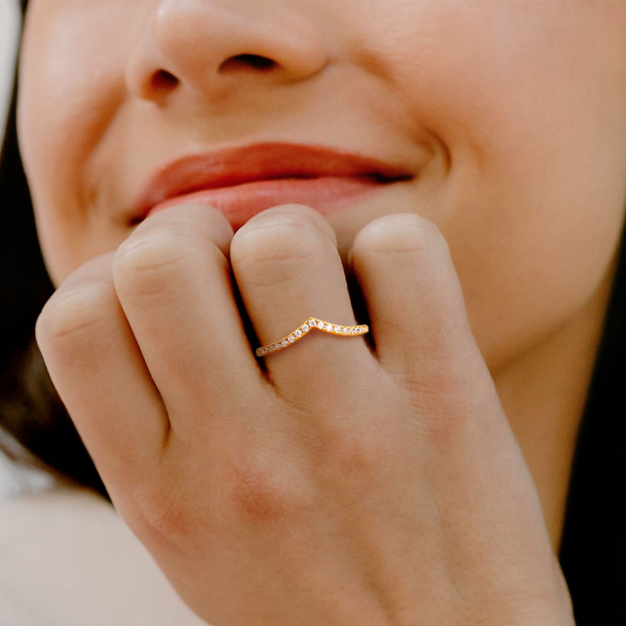 Cubic Zirconia Wishbone Ring for Women, Ladies, Couples, girlfriend, wife