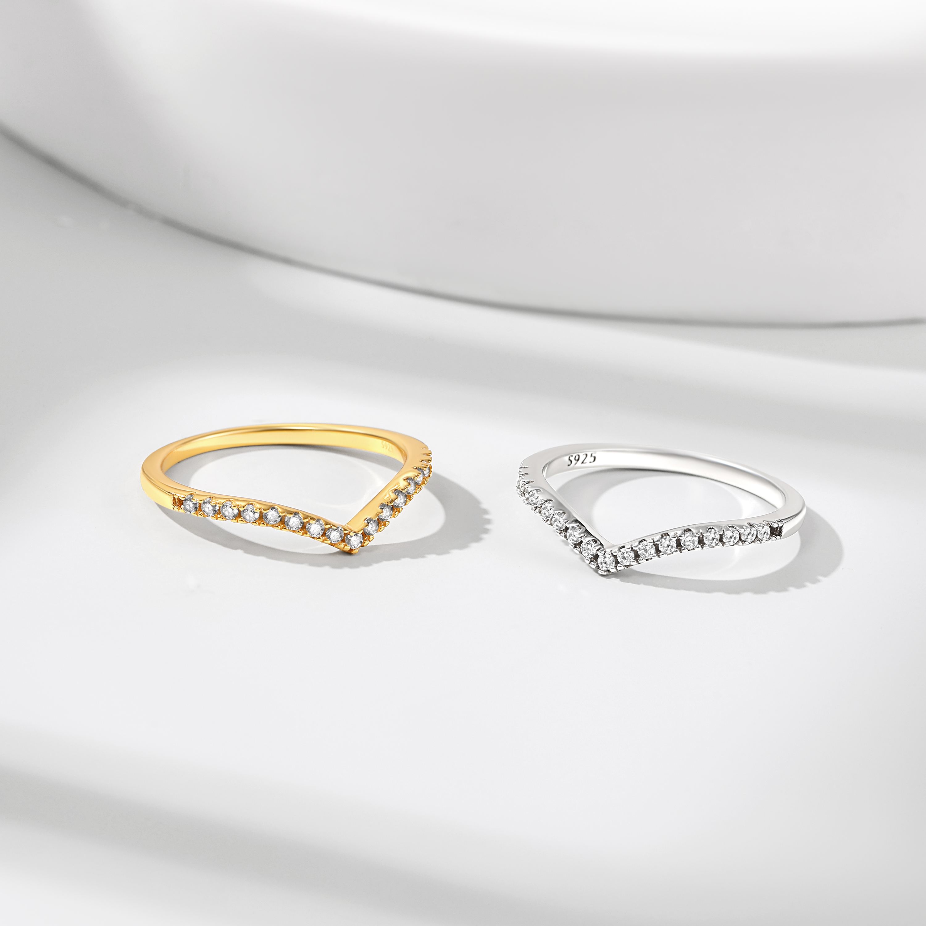 Cubic Zirconia Wishbone Ring in Different Colors