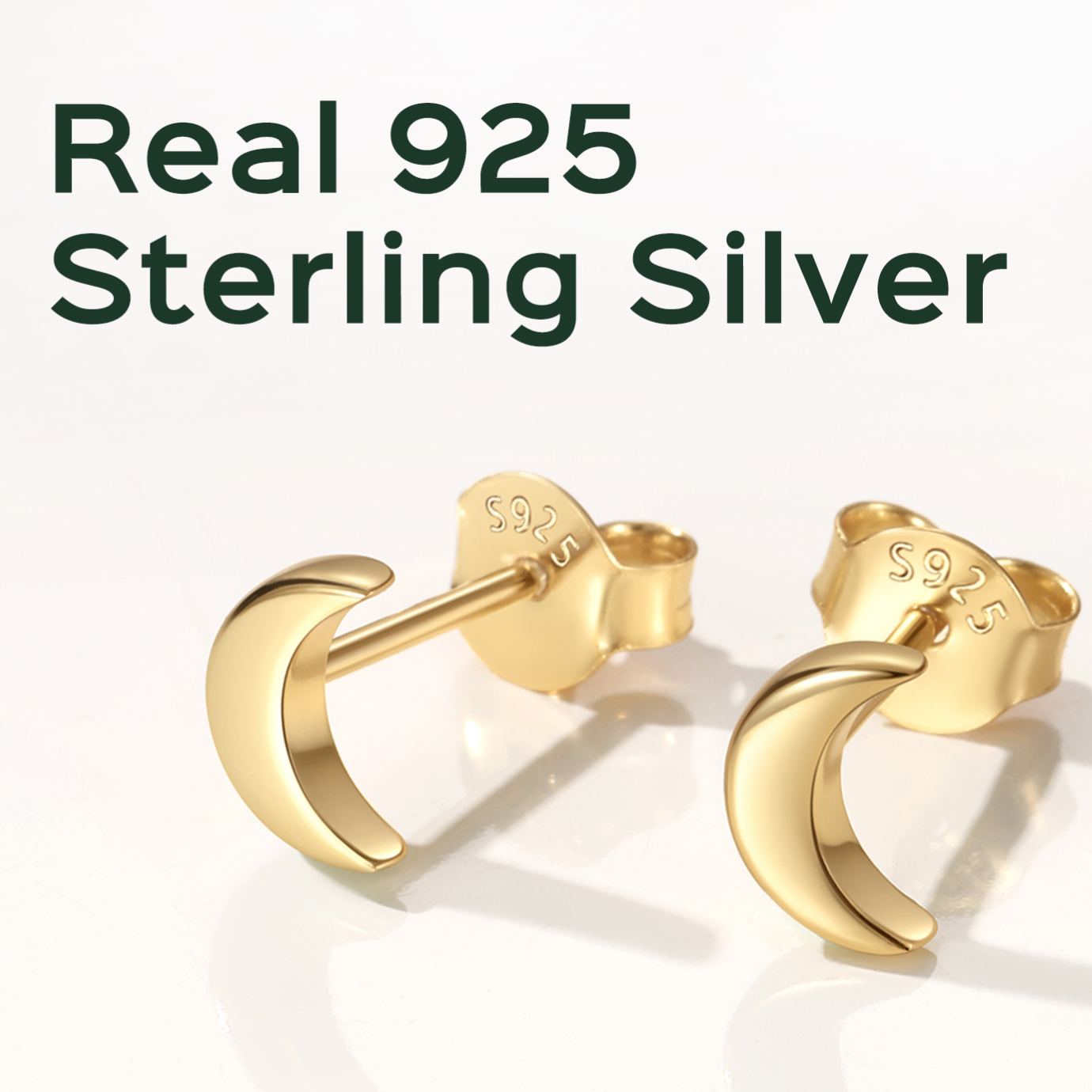 Sterling Silver ChicSilver Moon Studs Earrings