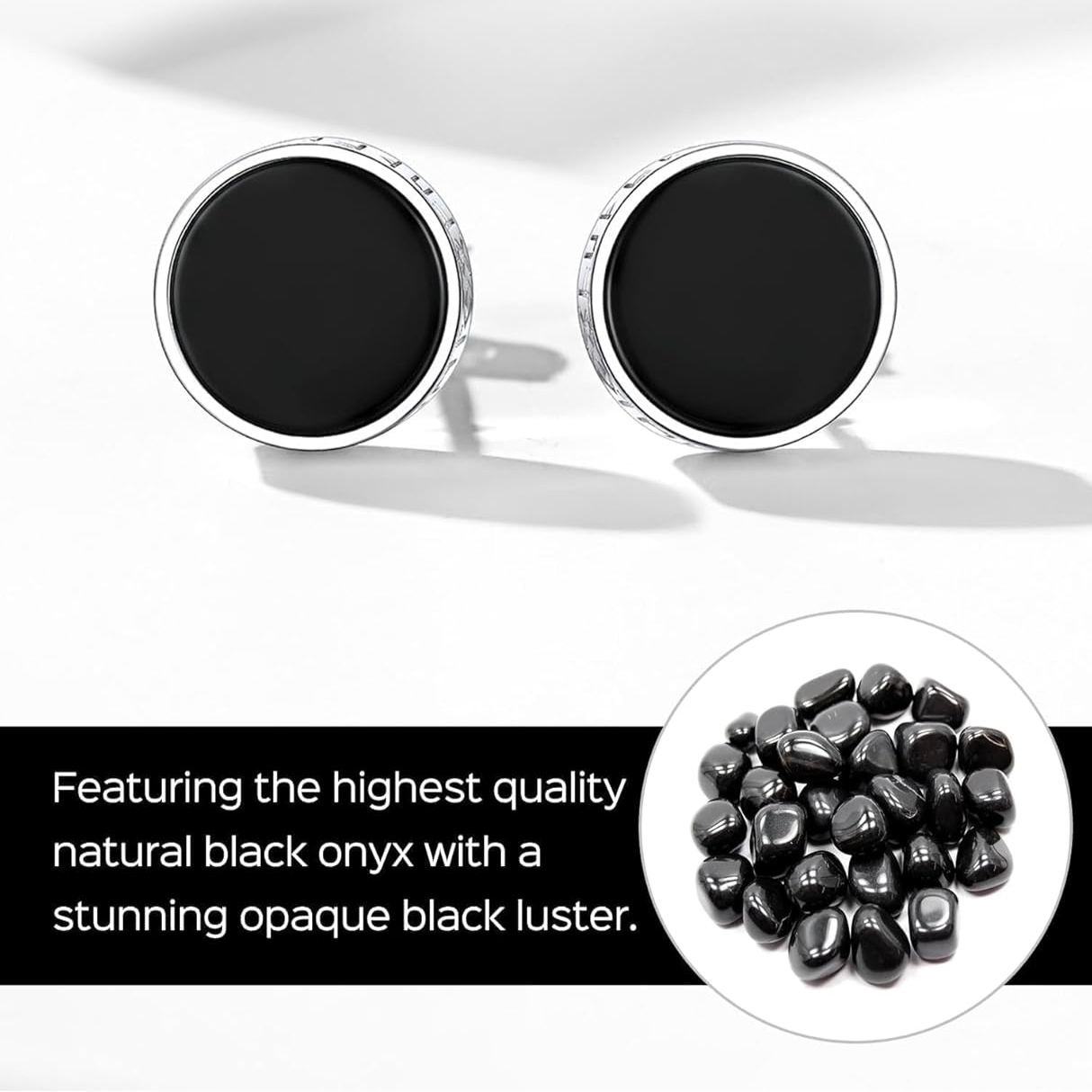 Natural Black Onyx with Viking Rune Stud Earrings