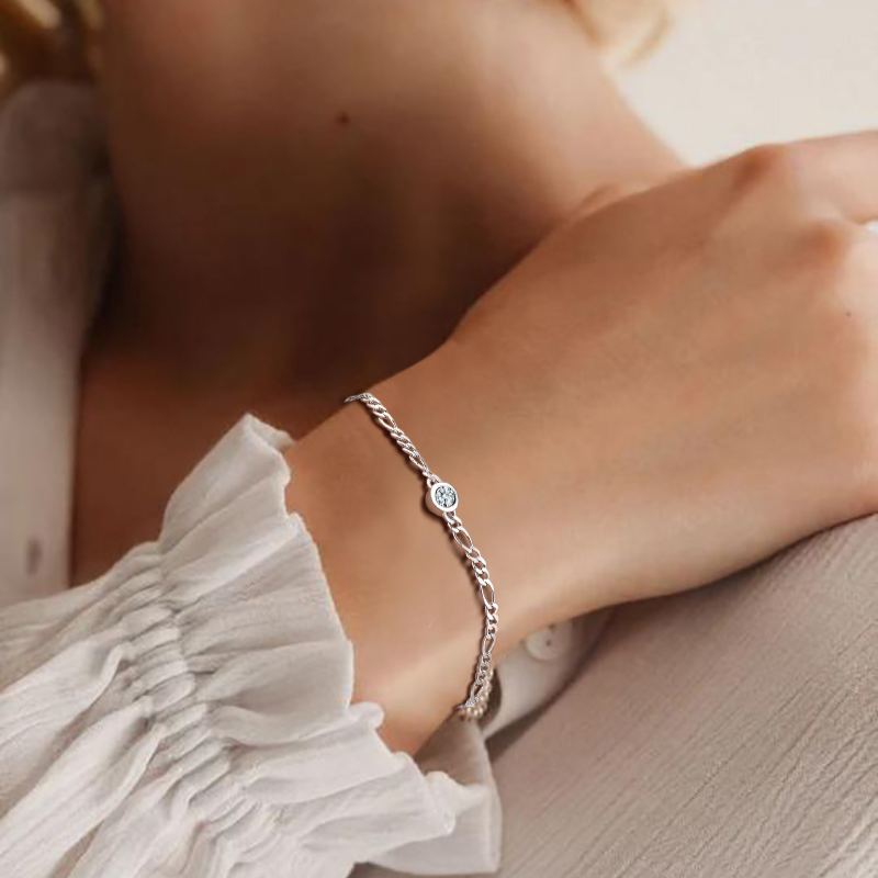 Dainty 3mm Thin Chain Bracelets Adorned Birthstone for Women, Ladies, Mother, Friends, Couples, girlfriend