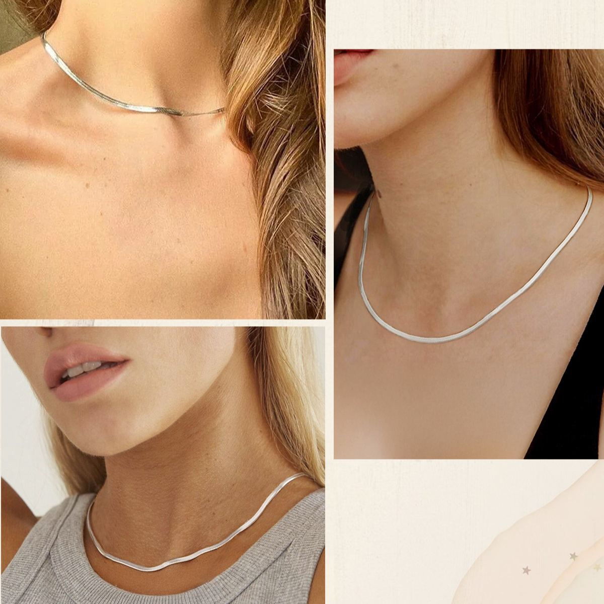 3mm Herringbone Flat Snake Chain Choker Necklace  for Women, Ladies, Men, Mother, Father, Friends, Couples, girlfriend, boyfriend, teenager, husband