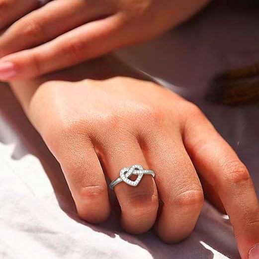 Cubic Zirconia Stackable Love Knot Promise Ring for Women