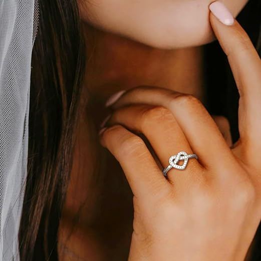 Cubic Zirconia Stackable Love Knot Promise Ring for Women