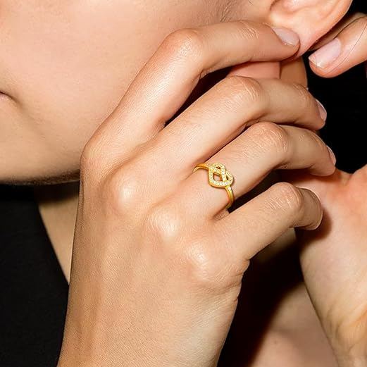 Cubic Zirconia Stackable Love Knot Promise Ring