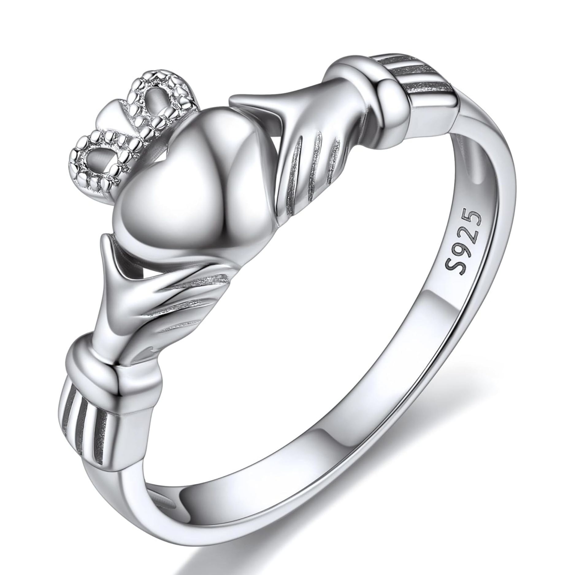 Irish Heart Claddagh Rings for women: Silver Color