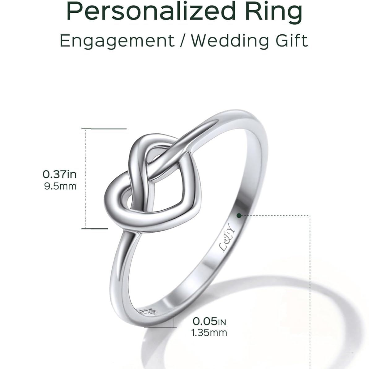 Heart Celtic Knot Wedding Band Rings Details: Dimensions, Hypoallergenic, Size：4-12.
