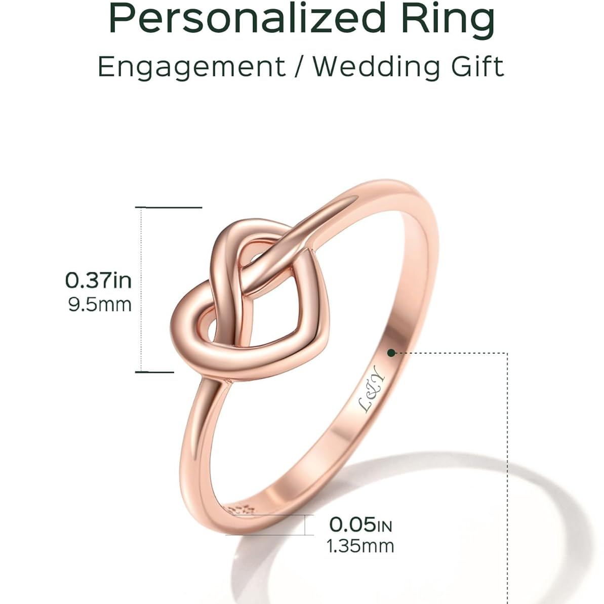 Heart Celtic Knot Wedding Band Rings Details: Dimensions, Hypoallergenic, Size：4-12.