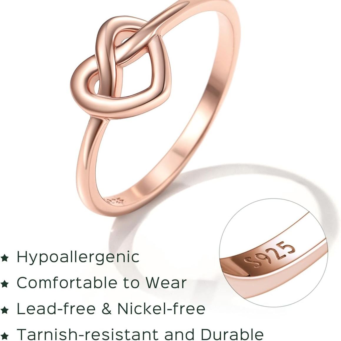 Sterling Silver Heart Celtic Knot Wedding Band Rings