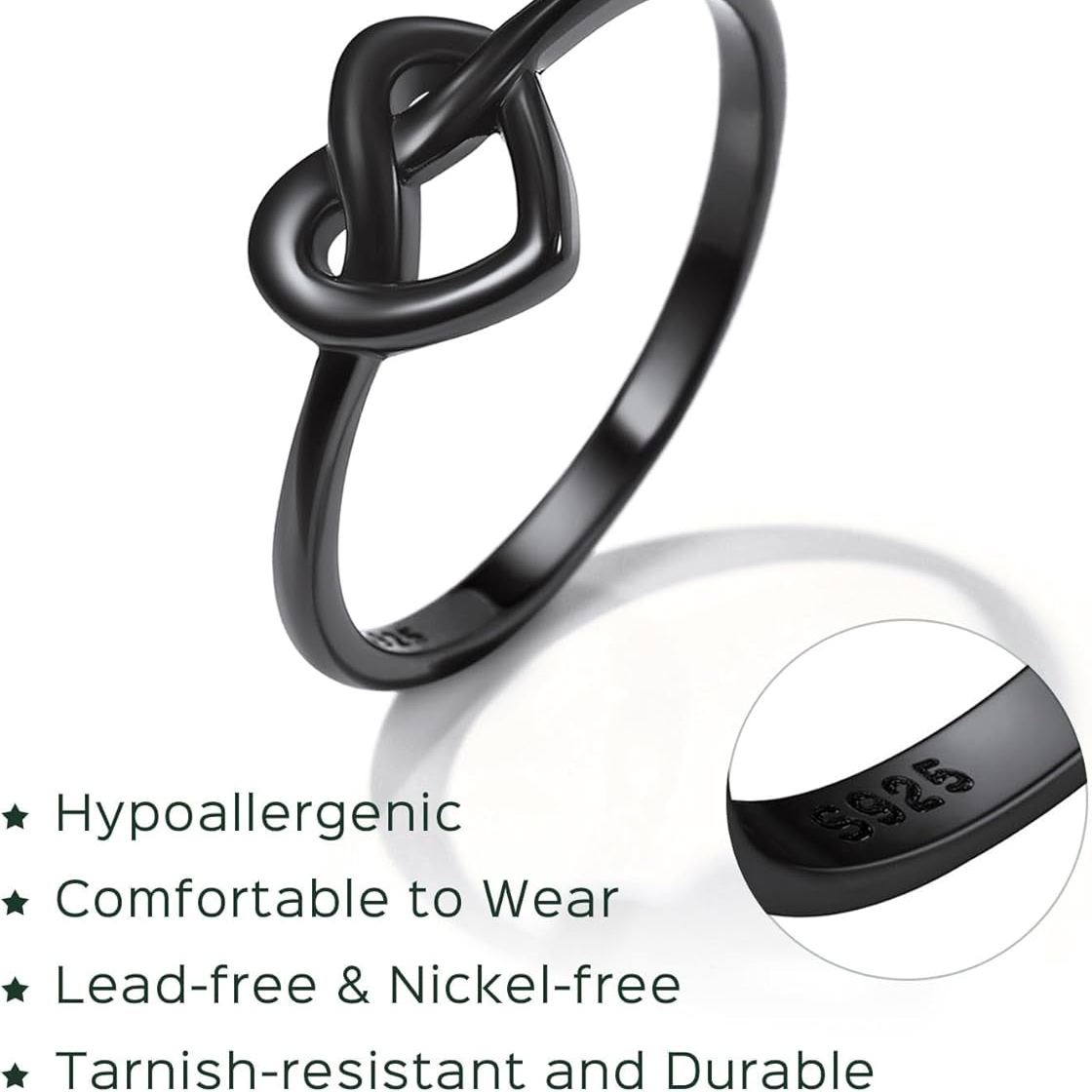 Sterling Silver Heart Celtic Knot Wedding Band Rings