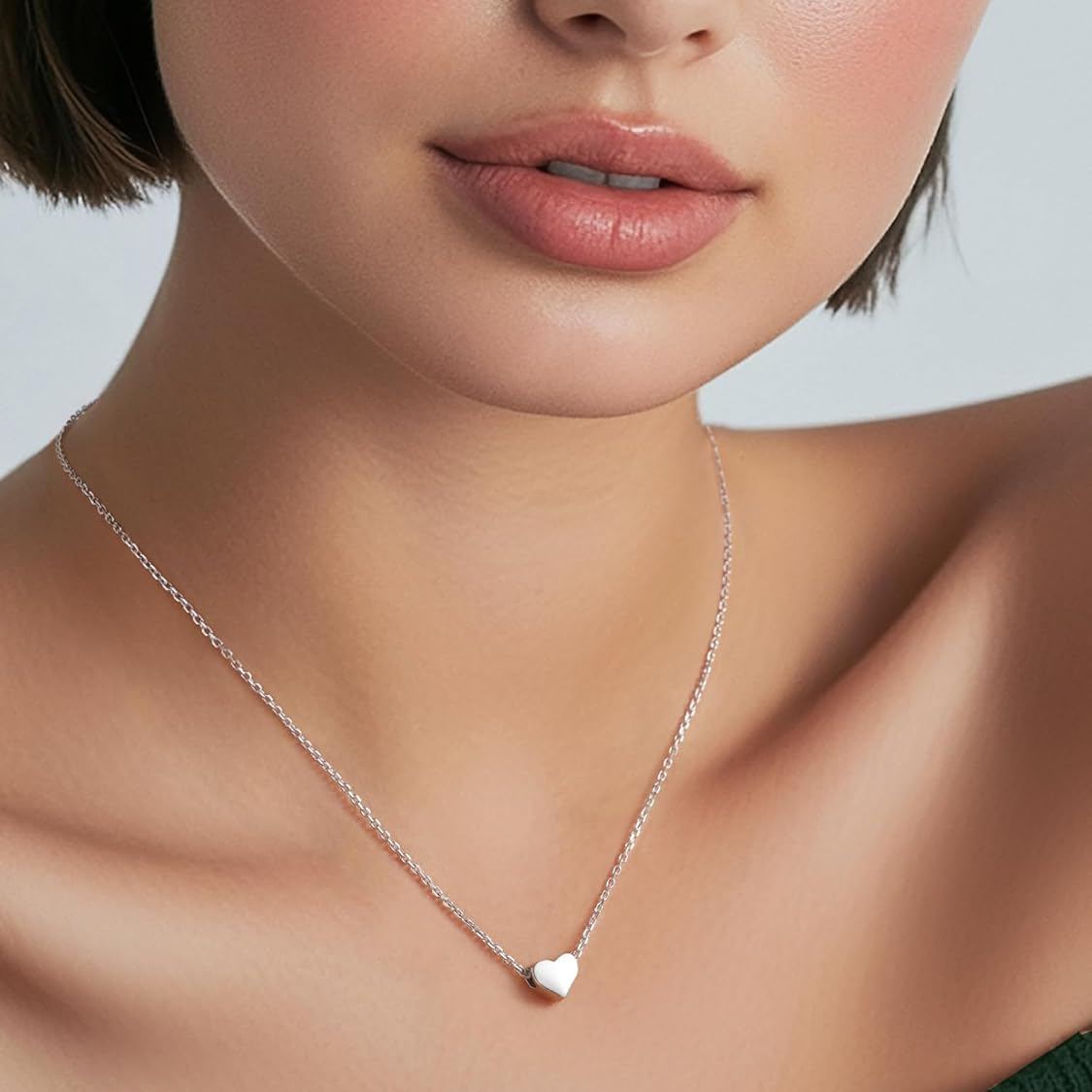 Hot Personalized Dainty Small Heart Necklace for Women, silver jewelry, gift idea, heart jewelry