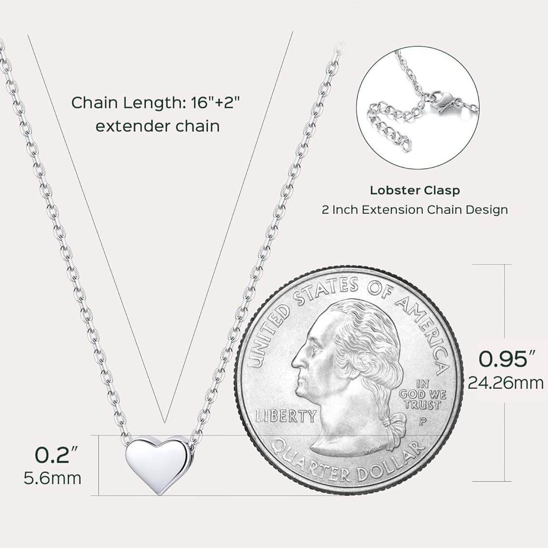 Hot Personalized Dainty Small Heart Necklace Details: Dimensions, Hypoallergenic, Lobster-Claw-Clasps. Silver jewelry, gift idea, heart jewelry, jewelry Size