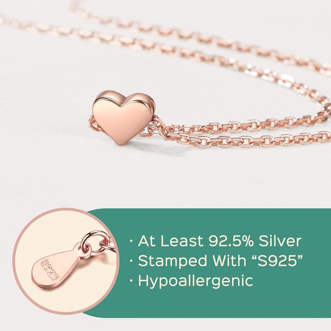 ChicSilver Sterling Silver  Hot Personalized Dainty Small Heart Necklace, silver jewelry, gift idea, heart jewelry