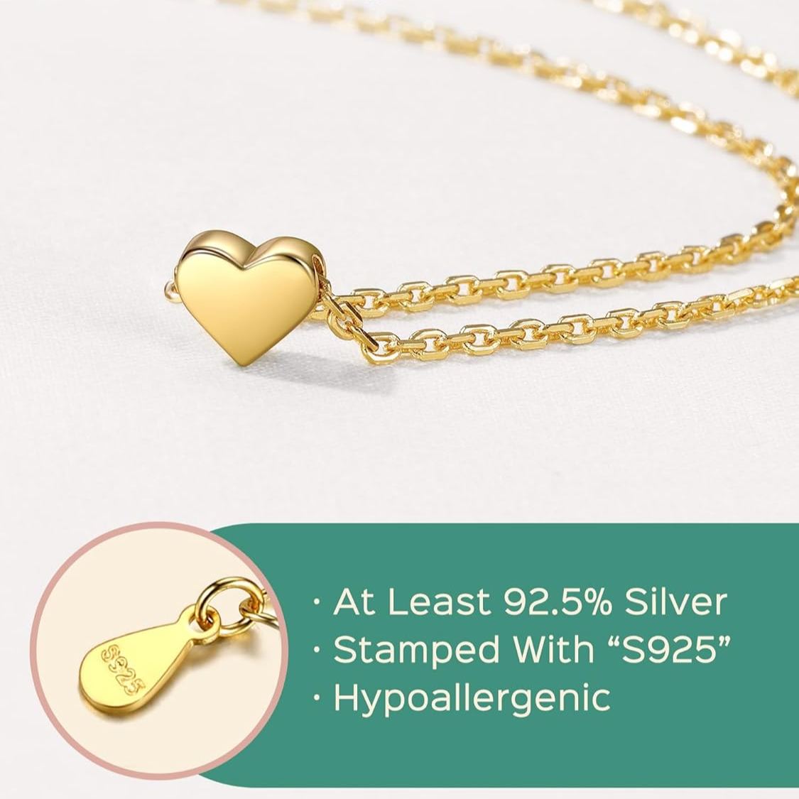 ChicSilver Sterling Silver Hot Personalized Dainty Small Heart Necklace, silver jewelry, gift idea, heart jewelry