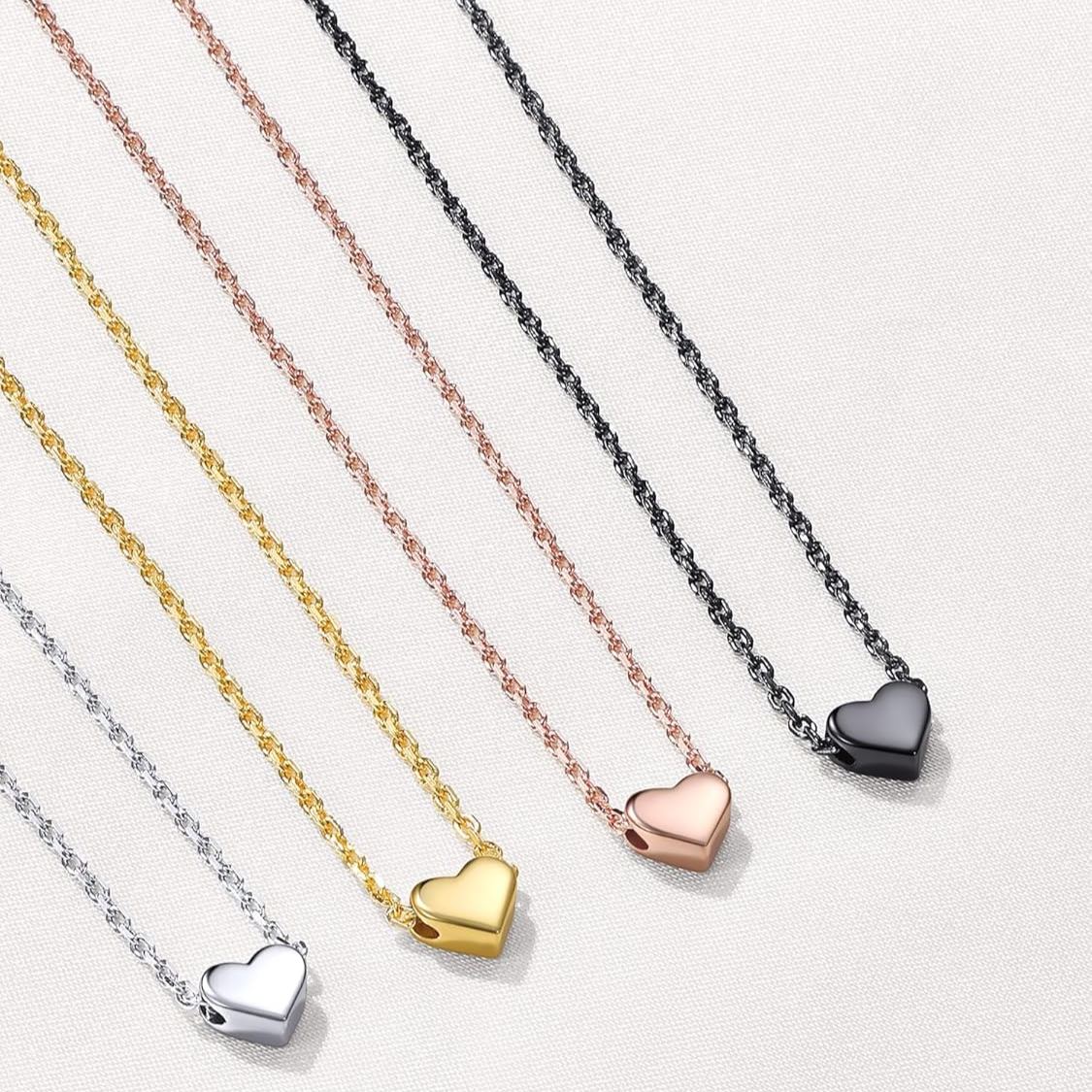 ChicSilver Sterling Silver  Hot Dainty Small Heart Necklace in Different Colors, silver jewelry, gift idea, heart jewelry