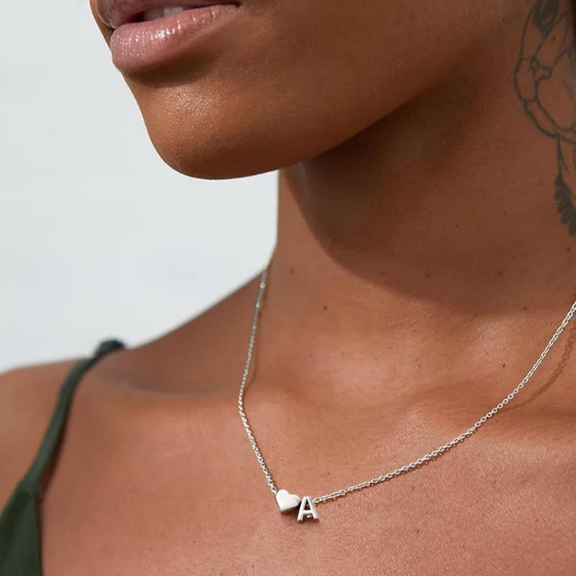 Silver Heart & Initial Pendant Necklace, sterling silver jewlery, heart necklace, initial necklace, gift idea