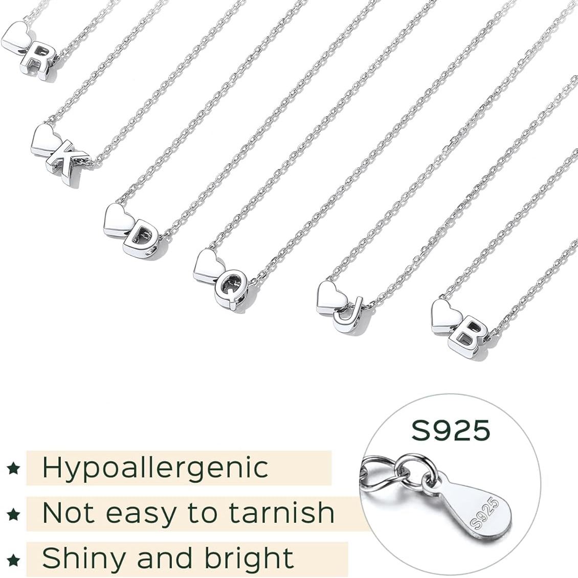 Silver Heart & Initial Pendant Necklace, sterling silver jewlery, heart necklace, initial necklace, gift idea,  A to Z  jewelry