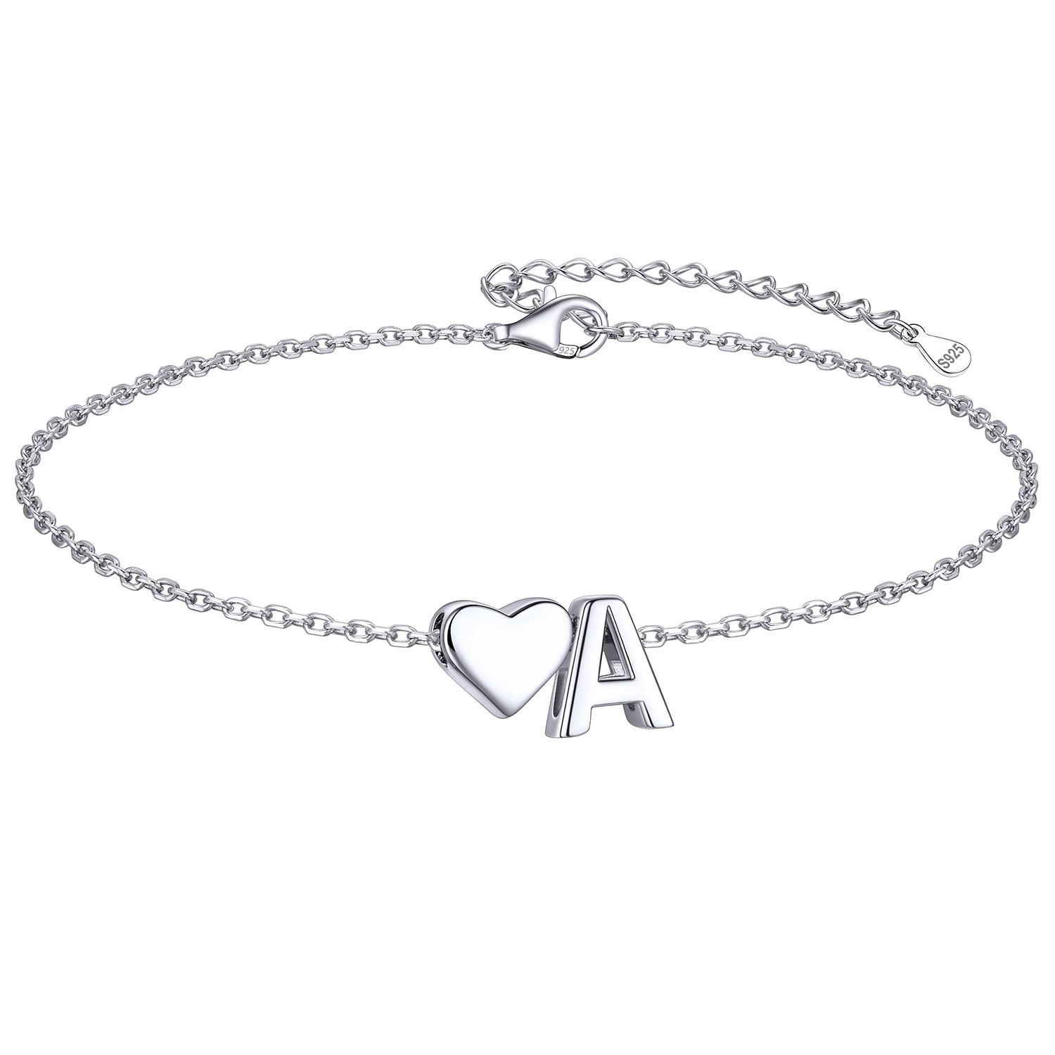 Initial Letters A with Heart Bracelet