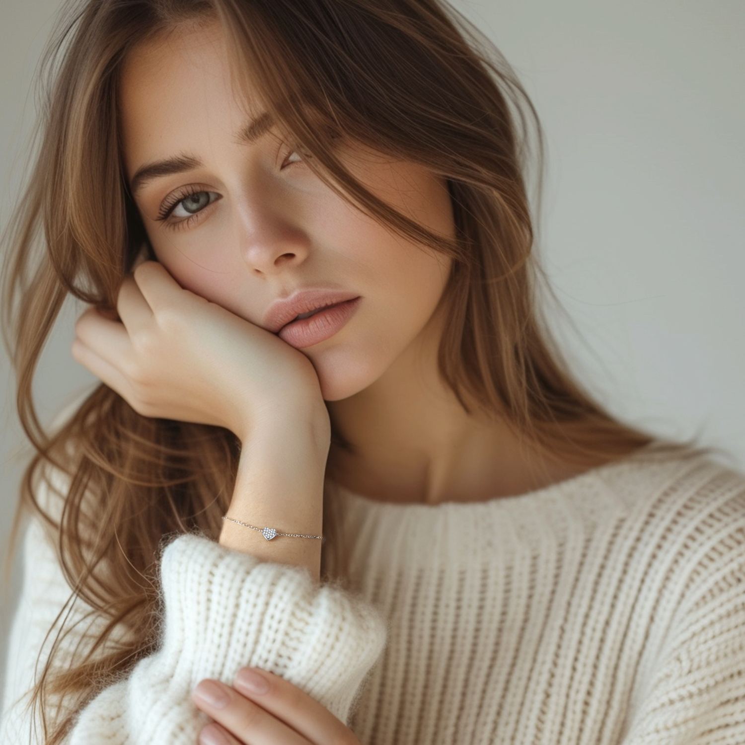 Dainty Heart Hypoallergenic Pave Cubic Zirconia Bracelet for Women, Ladies, Couples, girlfriend, wife