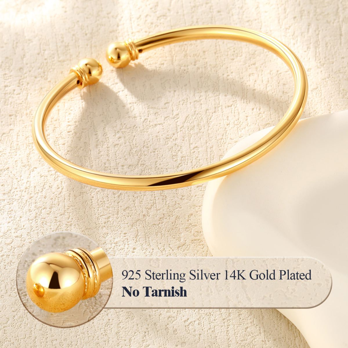 Sterling Silver ChicSilver Two Bead Cuff Simple Open Bangle Bracelet for Women, Ladies, Couples, girlfriend, wife