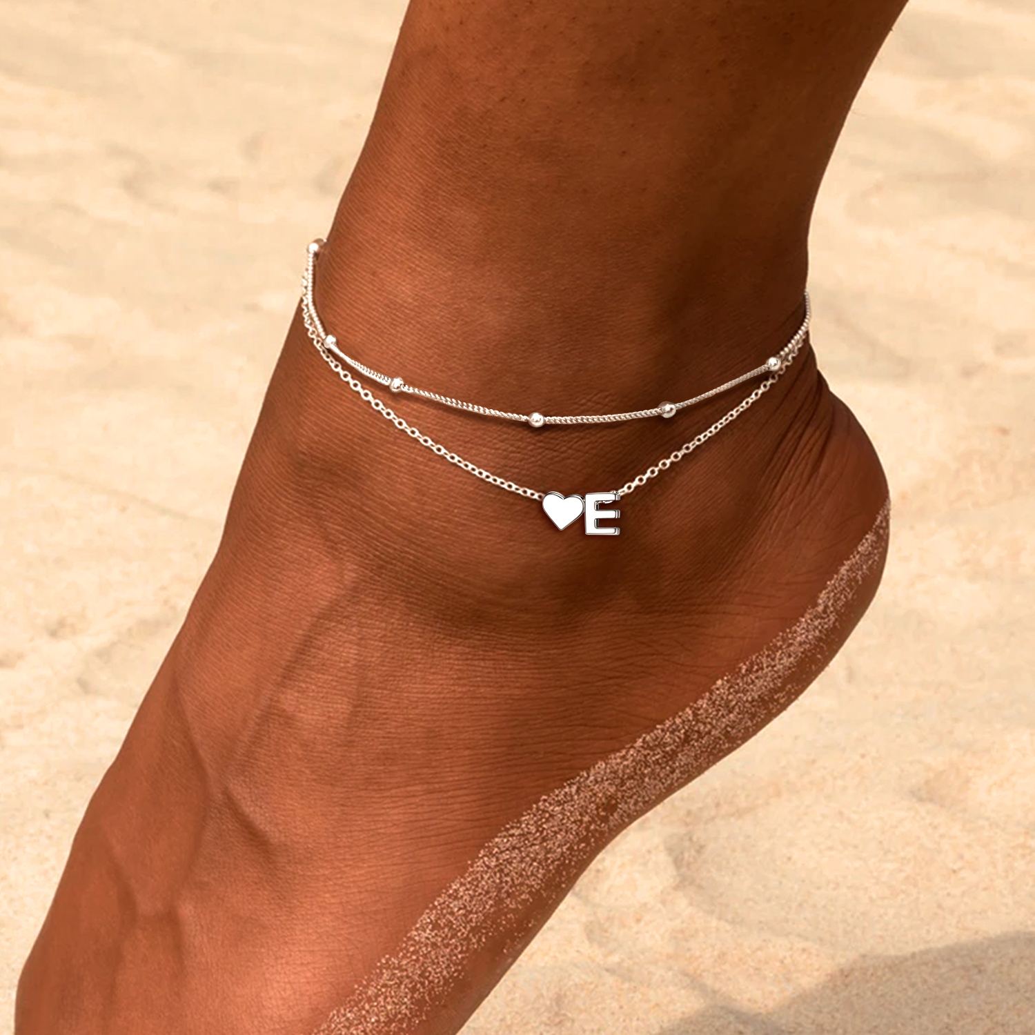 Heart Anklet With Letter for Women