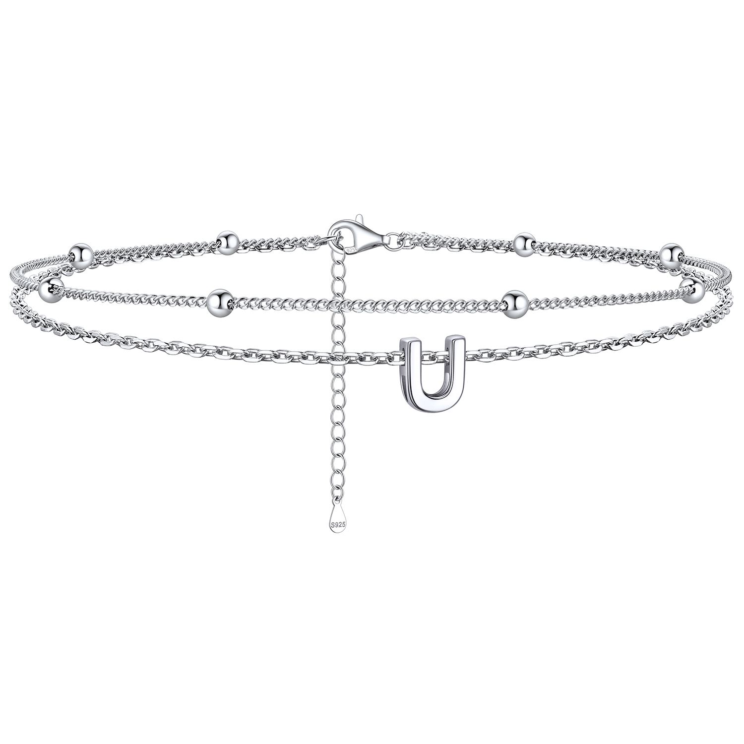 Dainty Layered Waterproof Initial Anklets