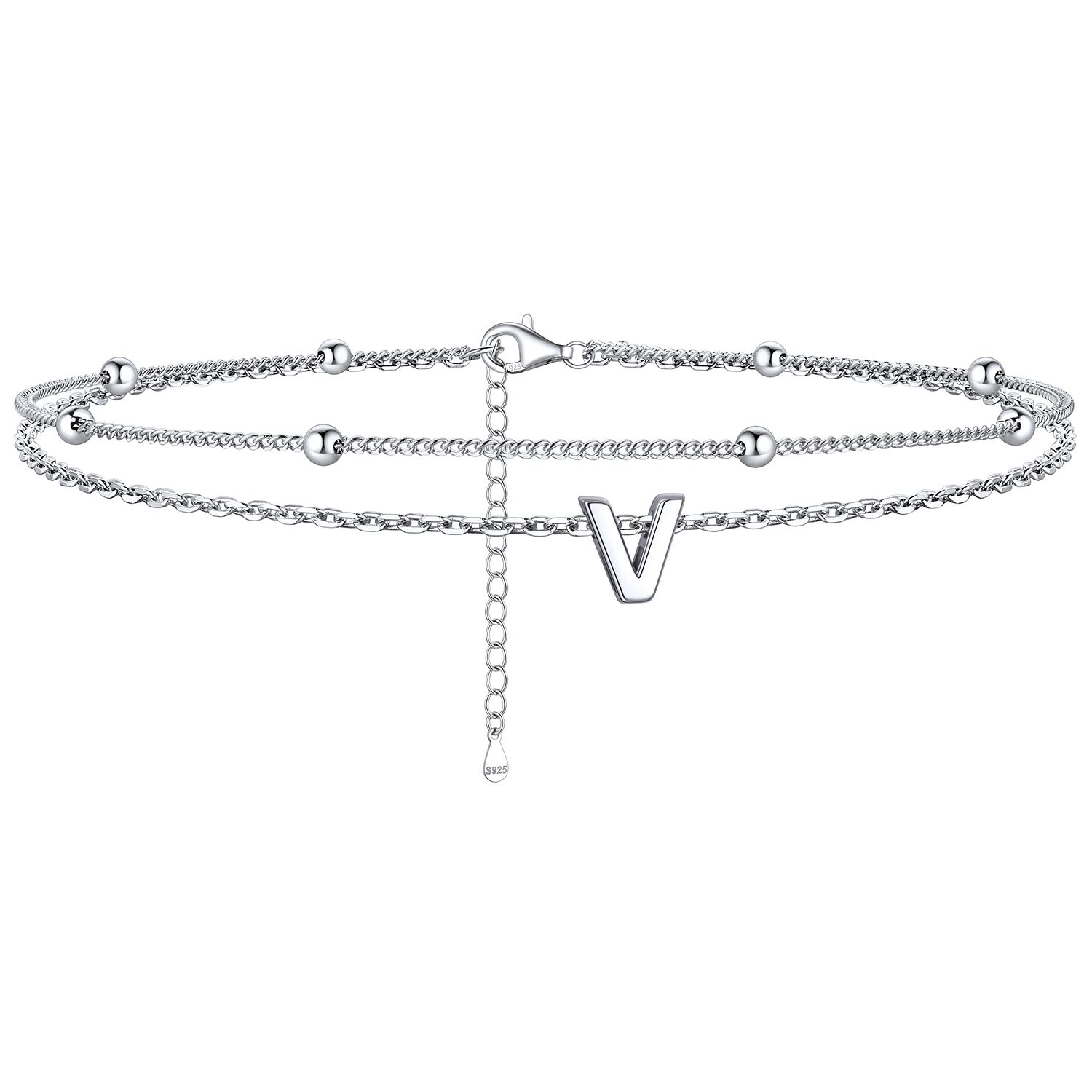 Dainty Layered Waterproof Initial Anklets