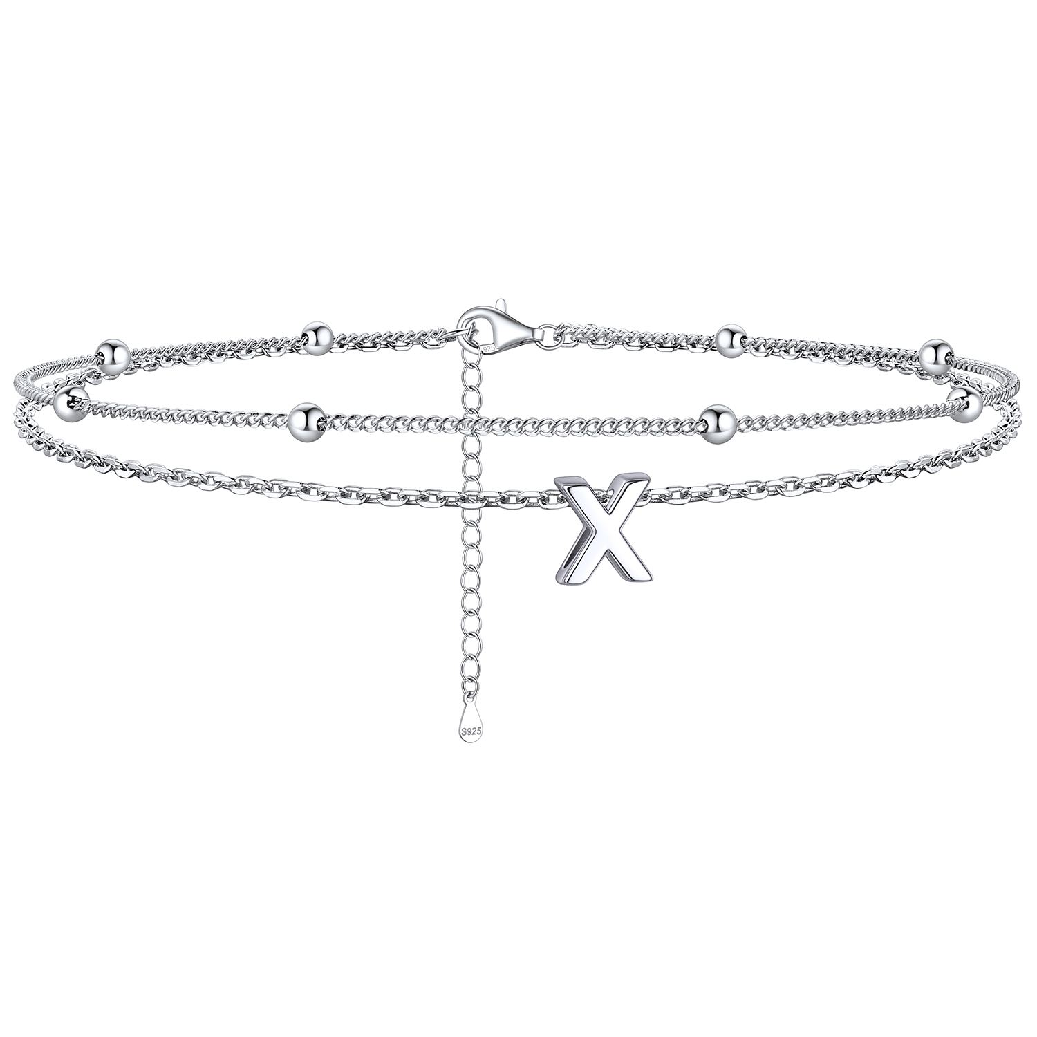 Dainty Layered Waterproof Initial Anklets