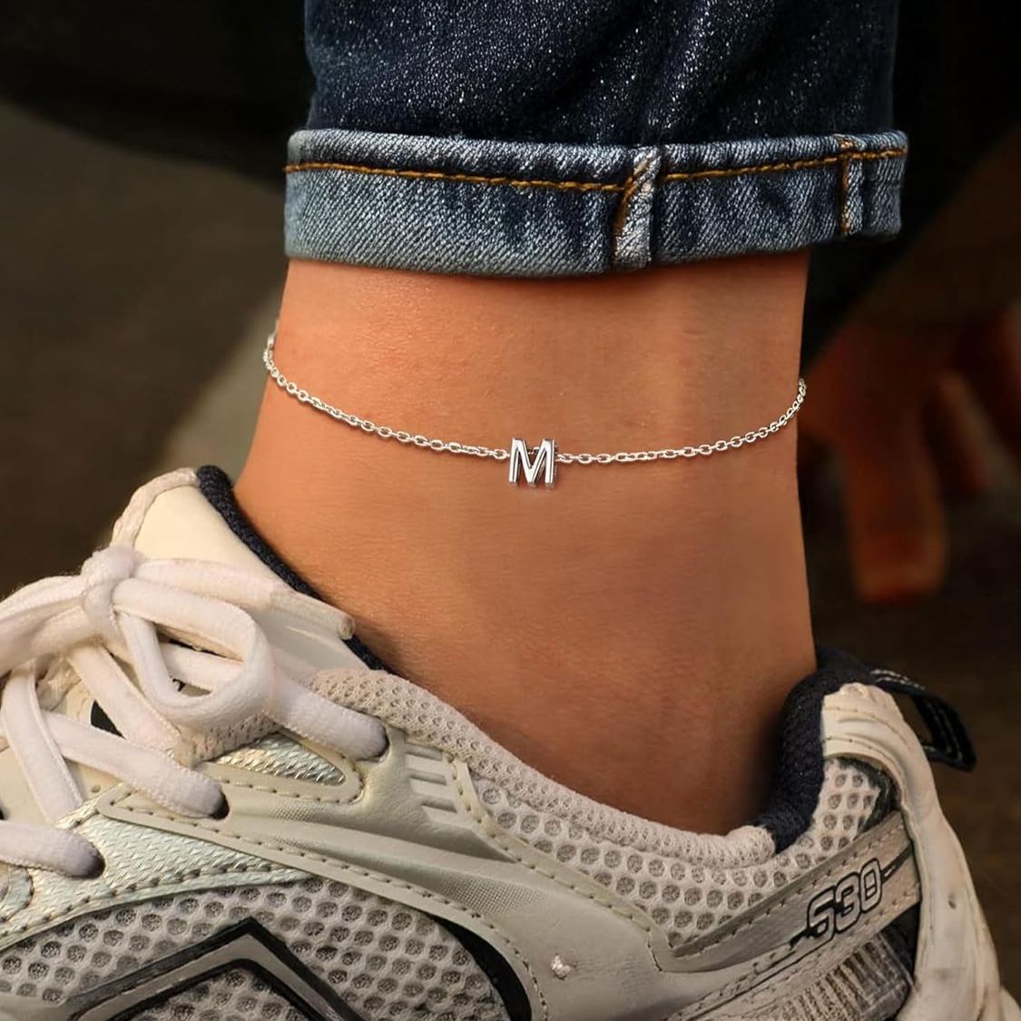 Initial Letter Minimalist Summer Beach Anklet, sterling silver jewlery, initial jewelry, initial Anklet, sterling silver anklet, gift idea
