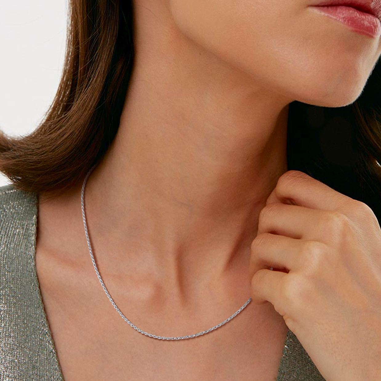 Thin Sterling Silver Cable Chain Necklace for Women, Ladies, Friends, girlfriend