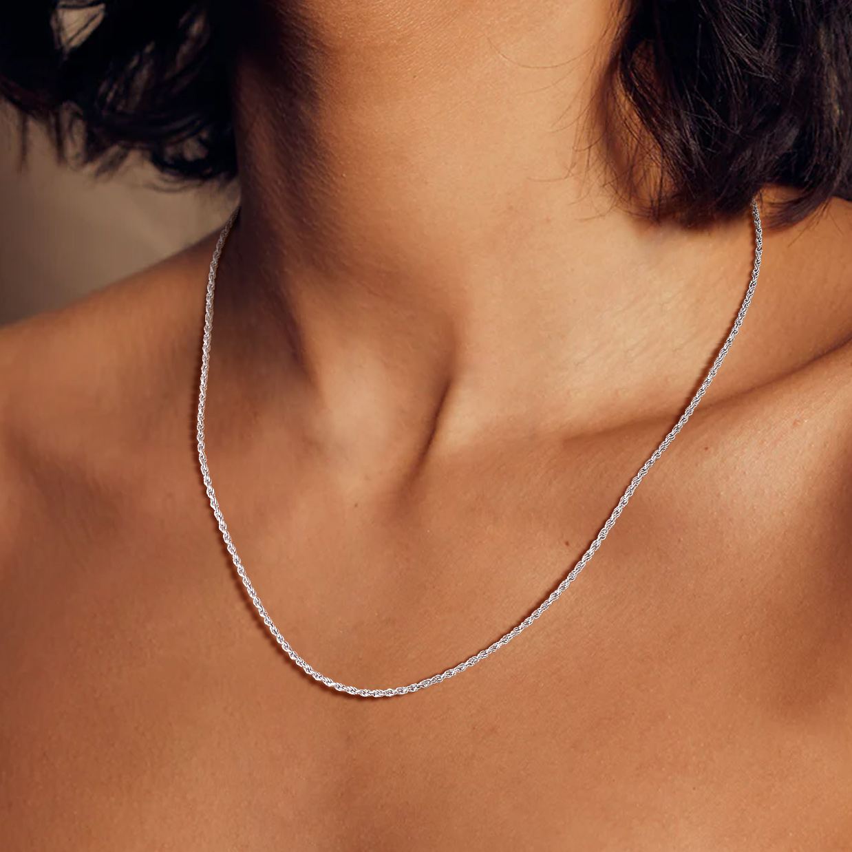 Thin Sterling Silver Cable Chain Necklace for Women, Ladies, Friends, girlfriend