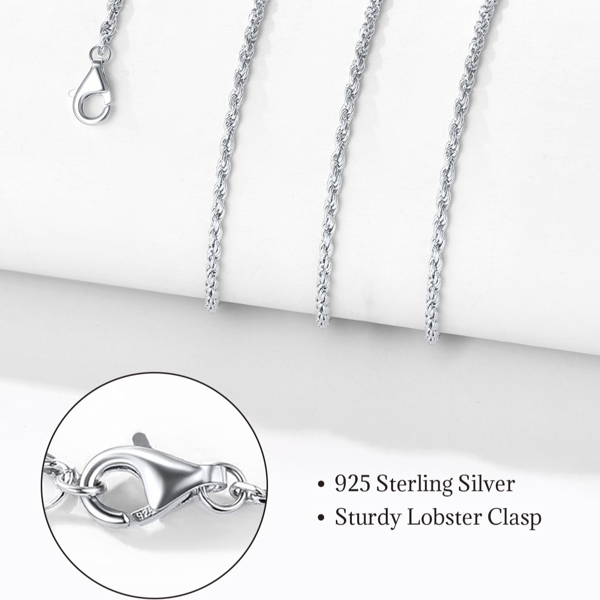 ChicSilver Thin Sterling Silver Cable Chain Necklace