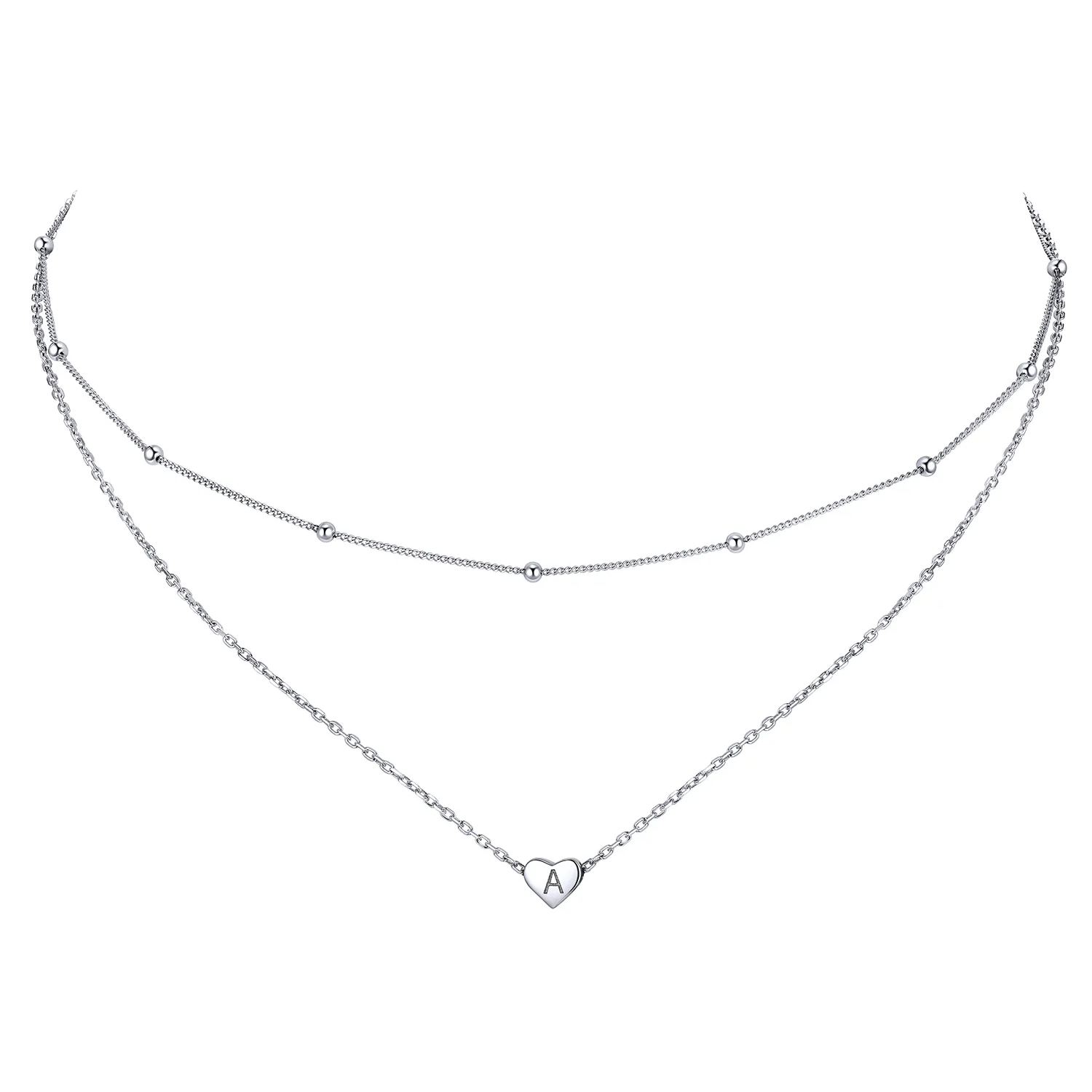 Popular Double-layered initial heart necklace for women