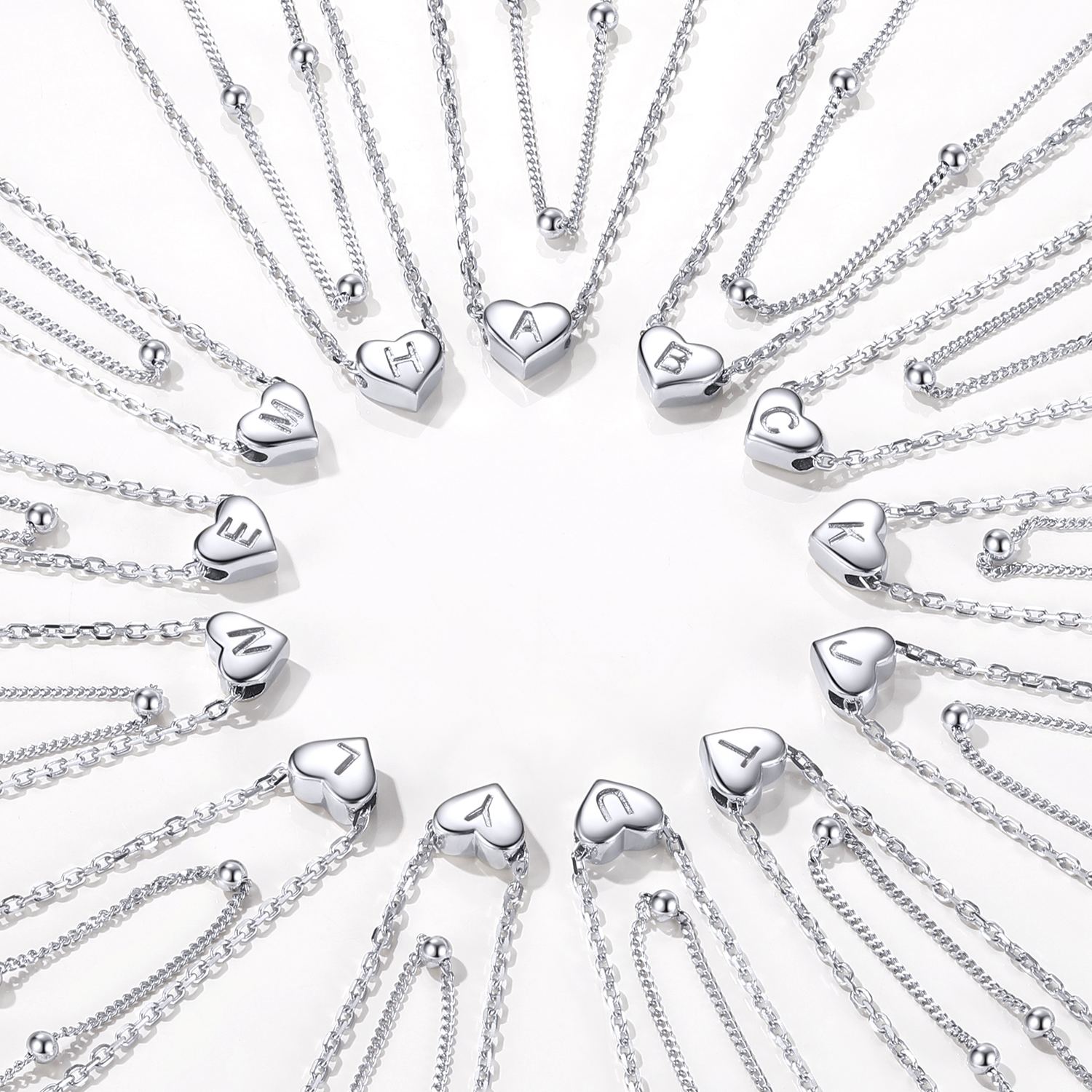 2026 hot Double-layered initial heart necklace for women, silver jewelry, A to Z  jewelry