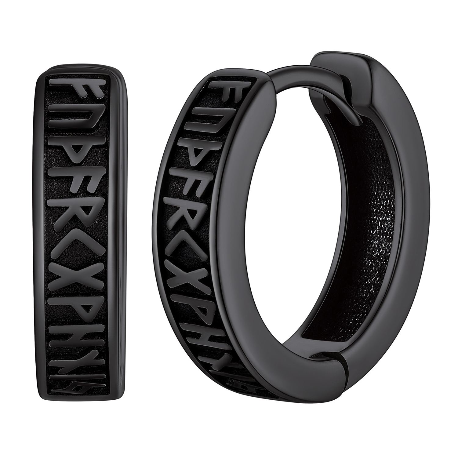 Runes Hoop Hypoallergenic Huggie Earrings