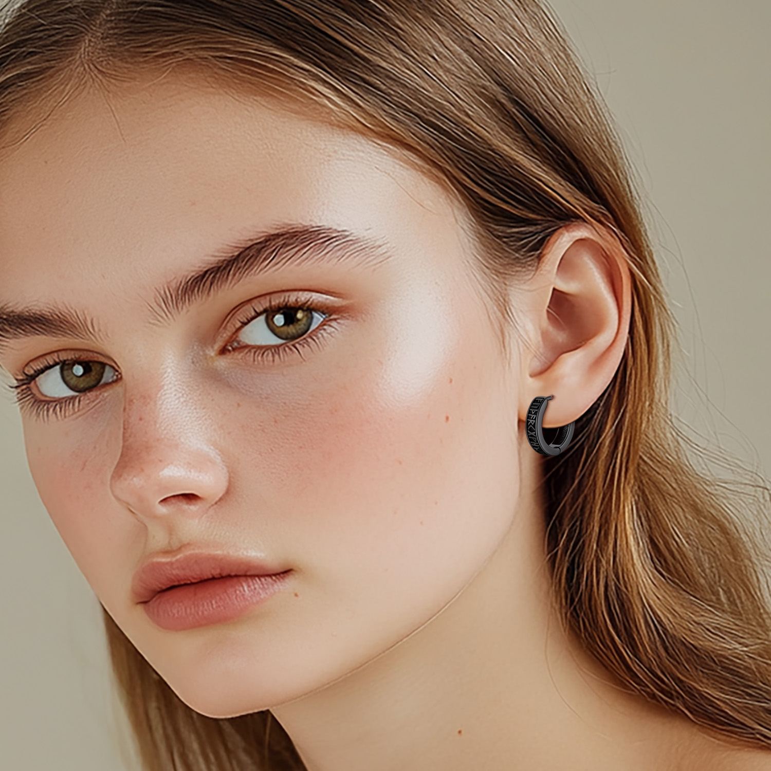 Runes Hoop Hypoallergenic Huggie Earrings for Women