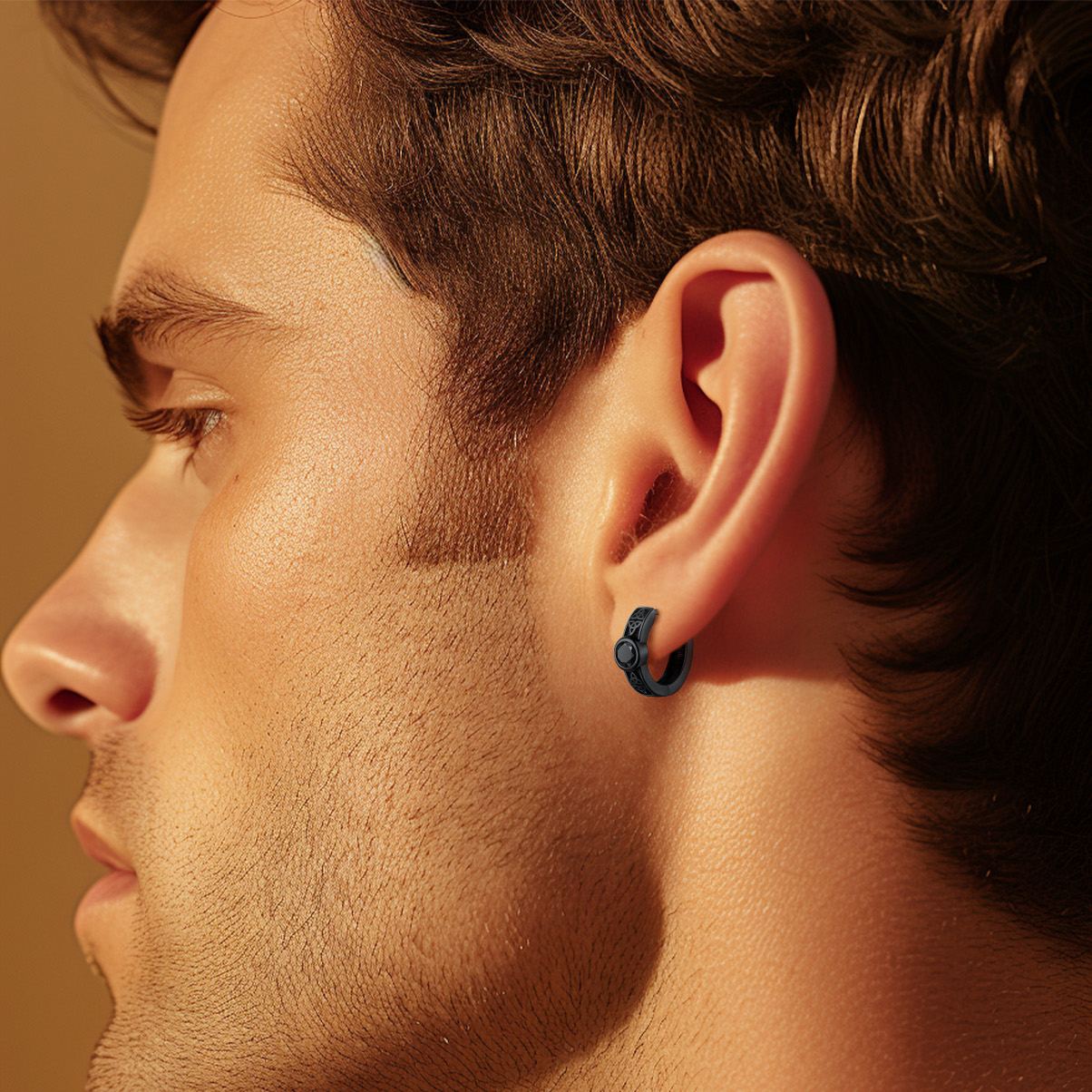 Hypoallergenic Celtic Knot Cubic Zirconia Earrings Hoops for Men