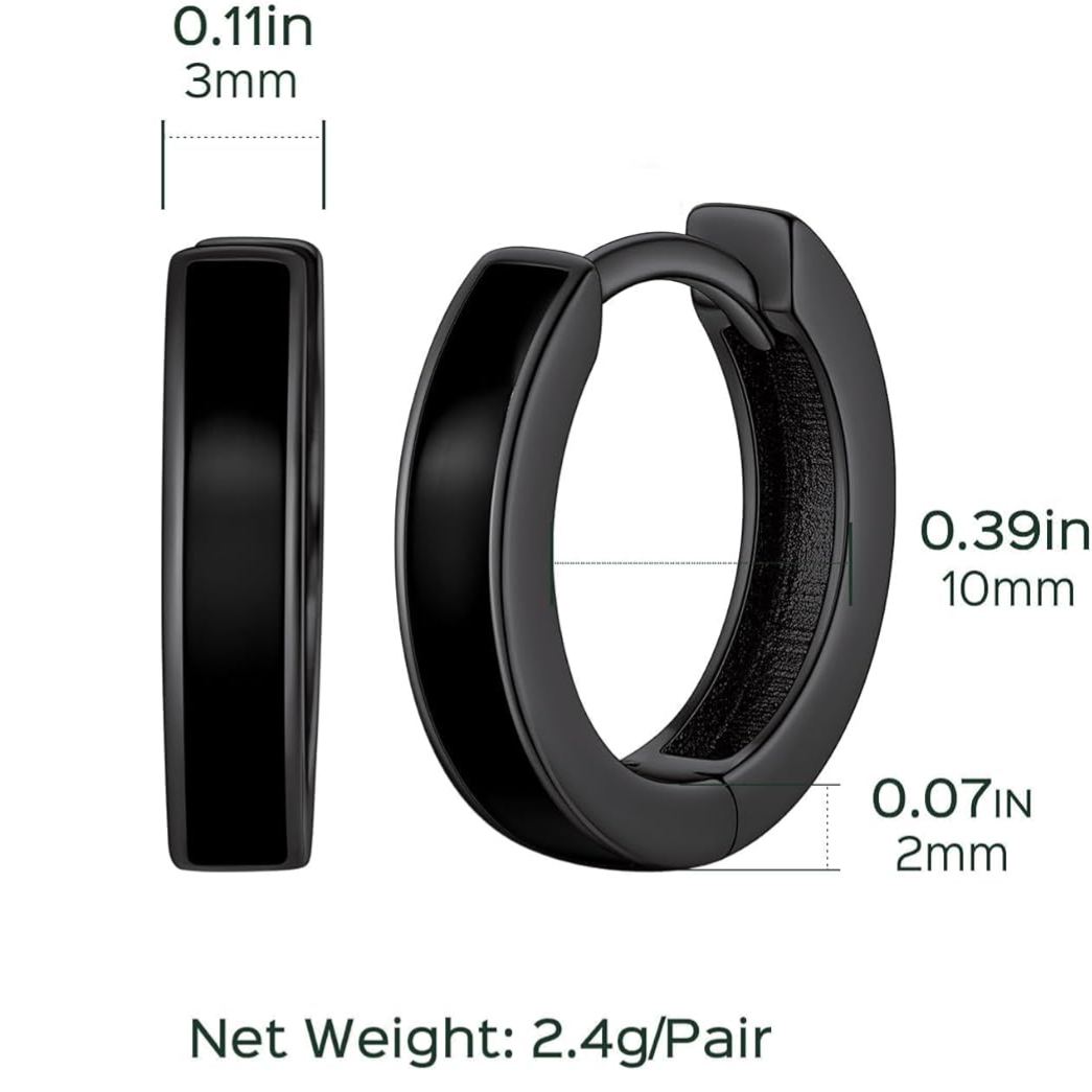 High Polised Lightweight Hoop Earrings Details: Dimensions, Hypoallergenic, Lever Back.