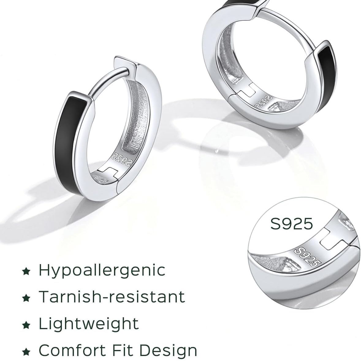 Sterling Silver High Polised Lightweight Hoop Earrings