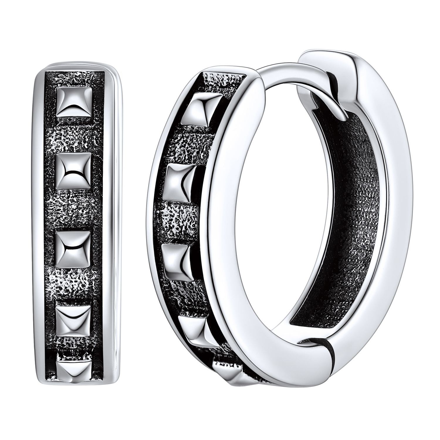 Punk Spike Hoop Earrings, Silver Colors