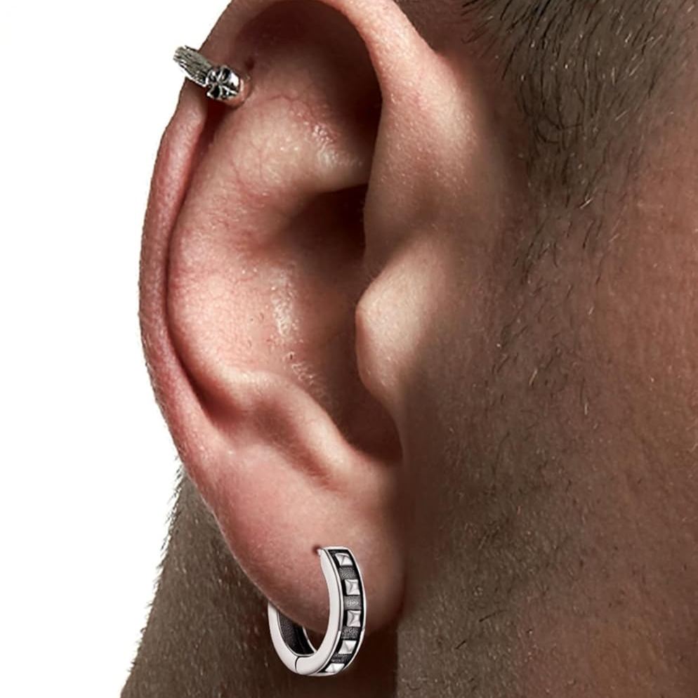 Punk Spike Hoop Earrings for Men