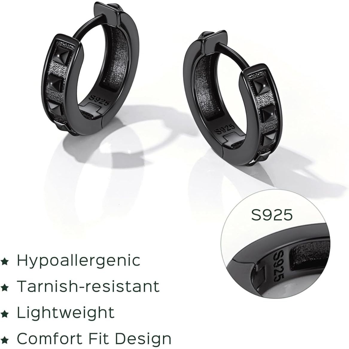 Sterling Silver Punk Spike Hoop Earrings