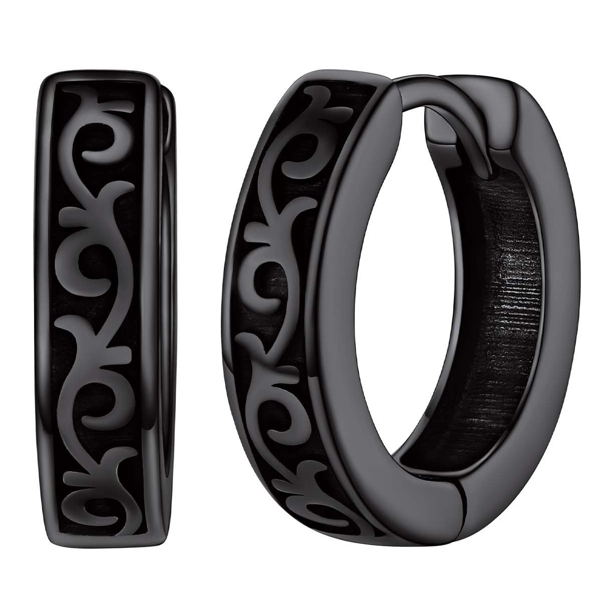 Celtic Knot Vine Huggie Hoops Earrings, Black Colors