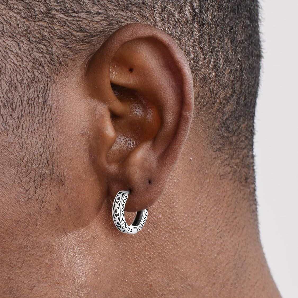 Celtic Knot Vine Huggie Hoops Earrings for Men