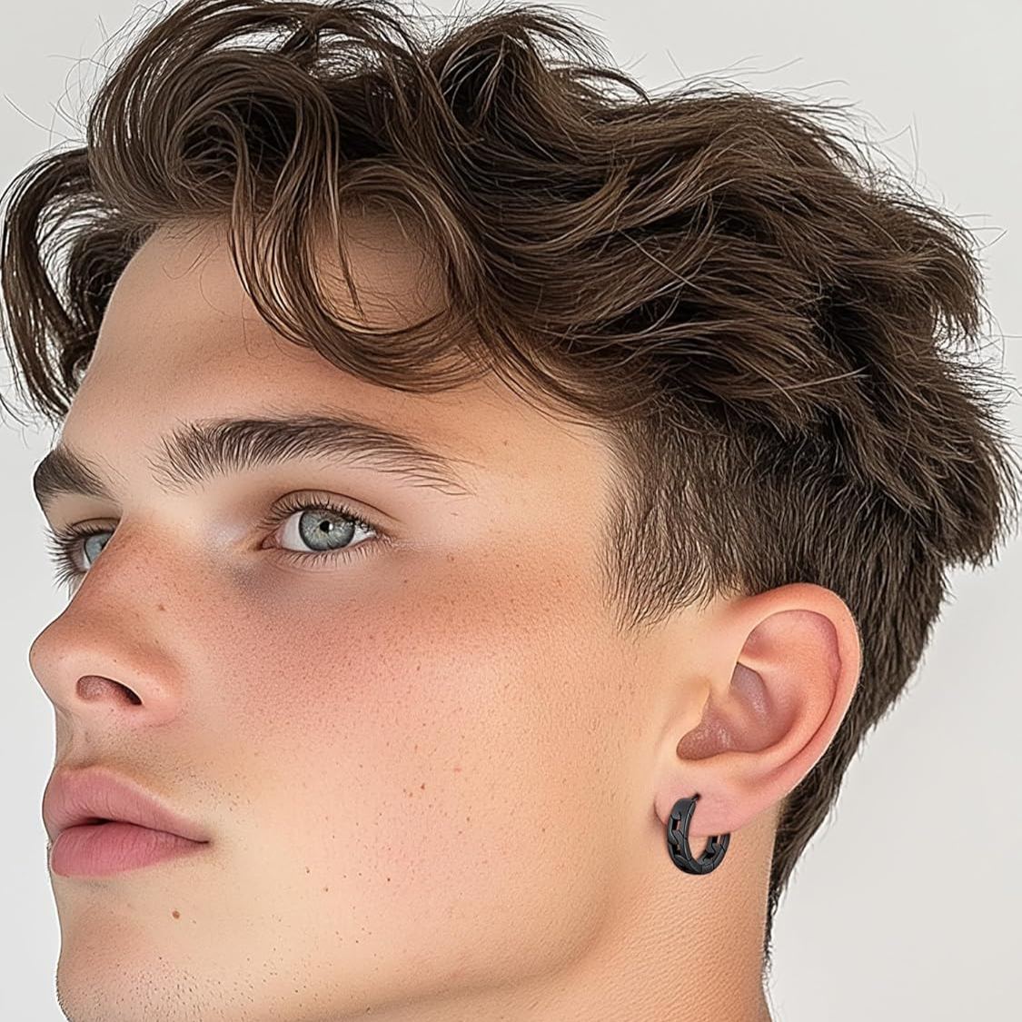 Cuban Chain Link Hypoallergenic Hoops Earrings for Men