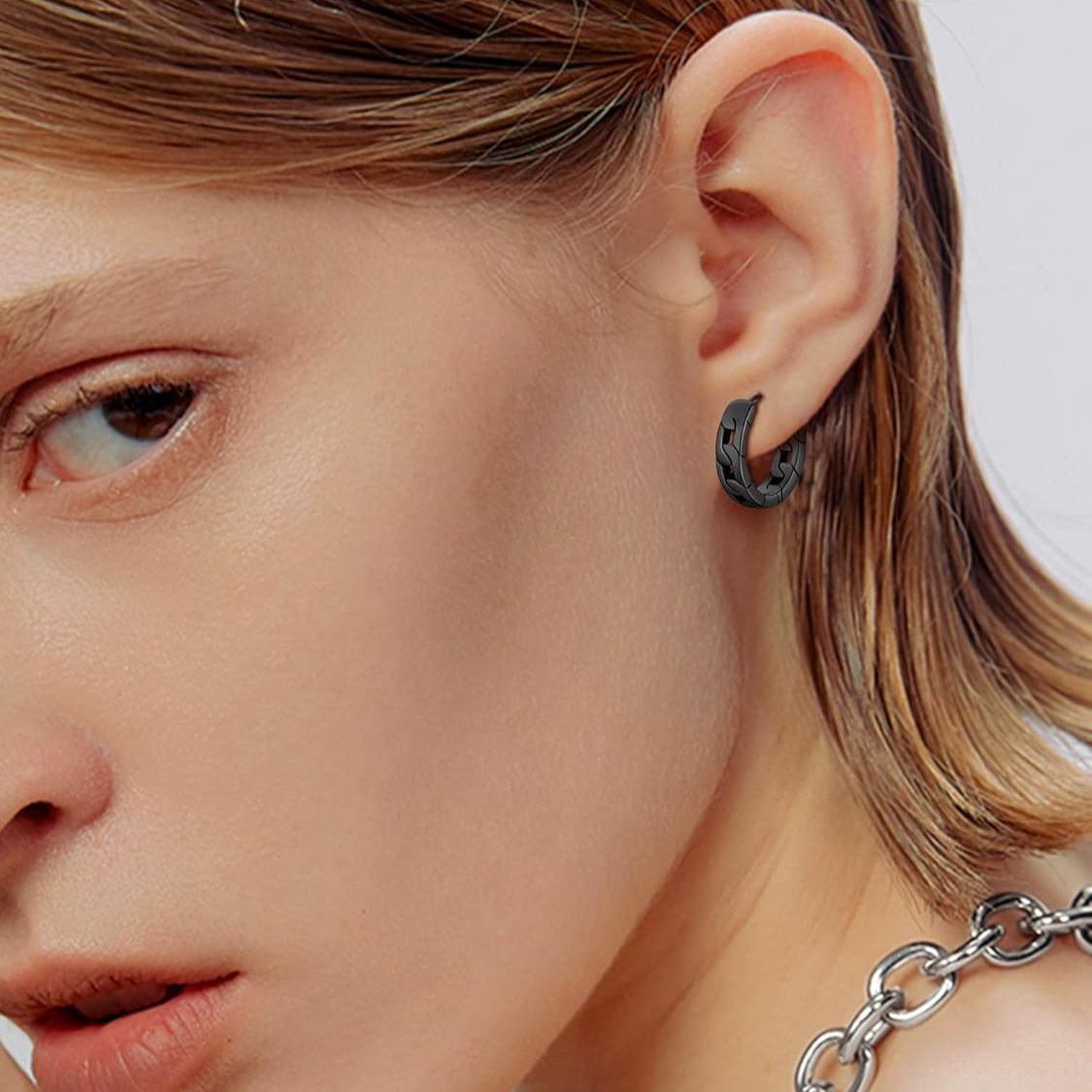 Cuban Chain Link Hypoallergenic Hoops Earrings for Women